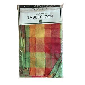 Windham Weavers Remix Plaid Tablecloth 60in Round 100% Cotton Multicolor READ